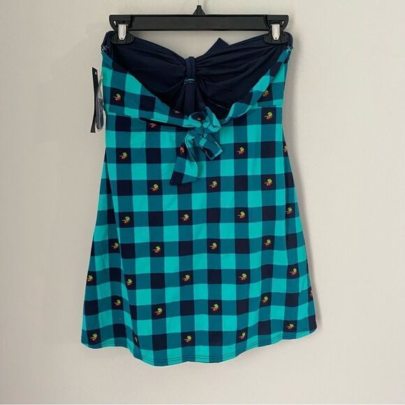 Tommy Hilfiger Women's Fly Dobby Gingham Tie Front Bandeau Swim Dress Size 4 - Picture 4 of 4